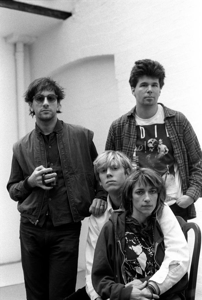 Sonic Youth posing for a portrait together in 1983/84, in the beginning of the band&#x27;s career