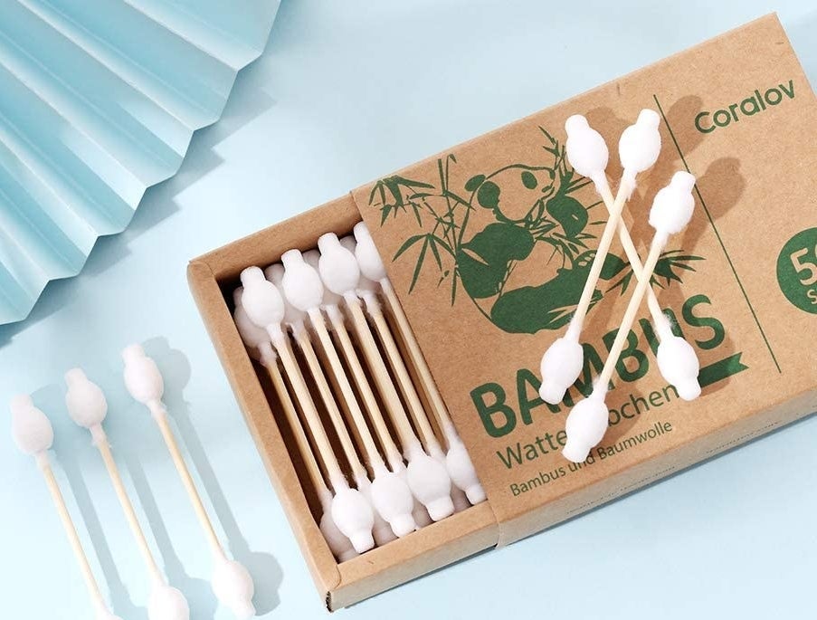 The ear swabs in a recyclable package 
