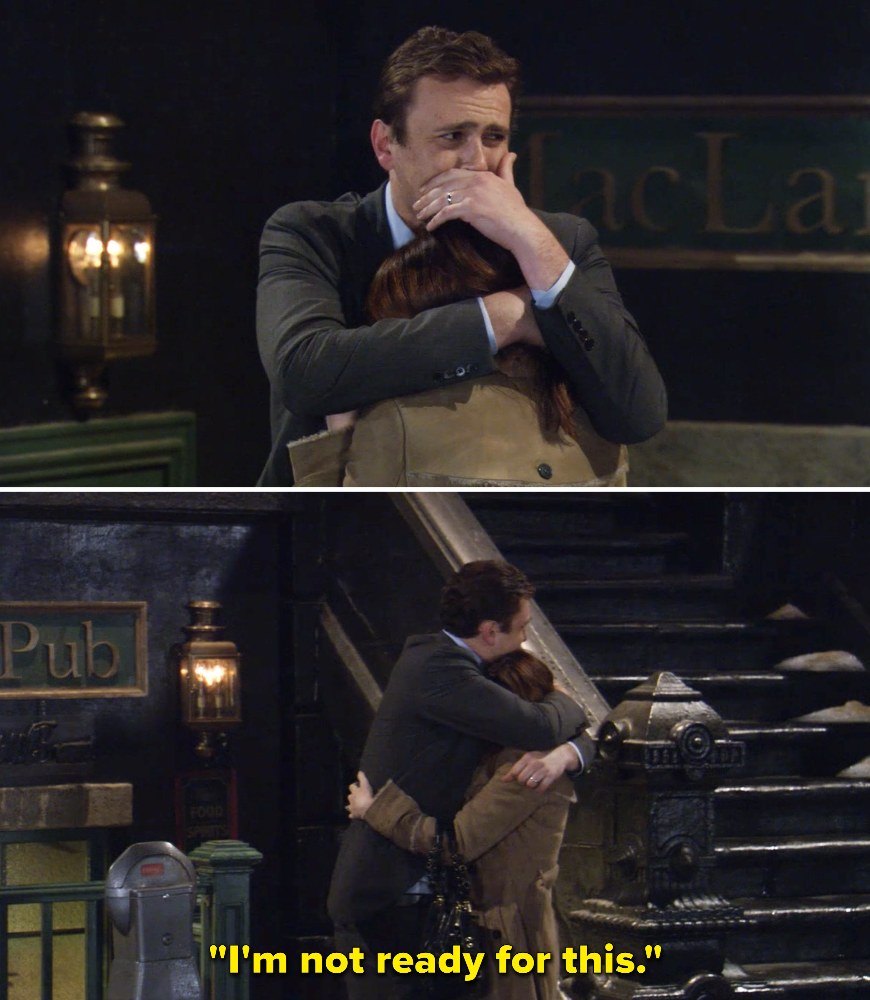 Marshall hugging Lily and saying, &#x27;I&#x27;m not ready for this&quot;