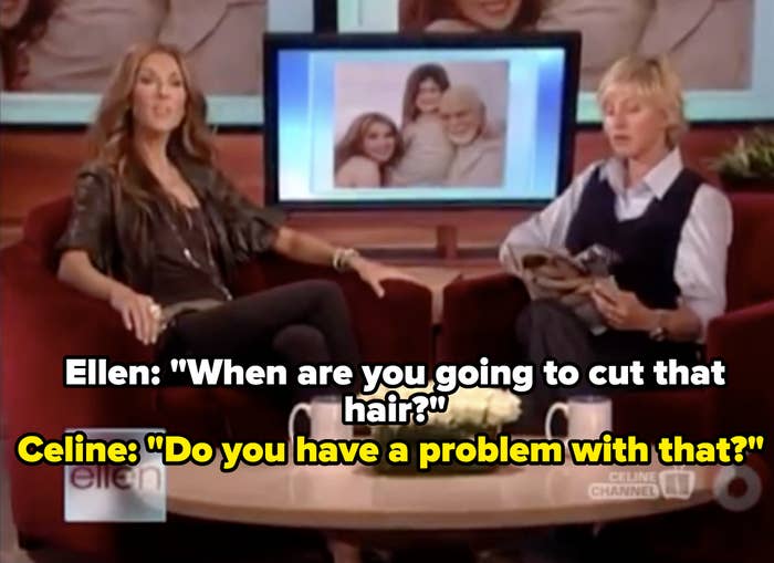 Celine Dion appearing on The Ellen Show