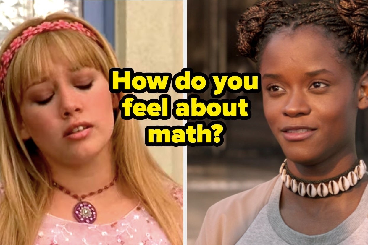 Lizzie McGuire and Shuri with text, &quot;How do you feel about math?&quot; 