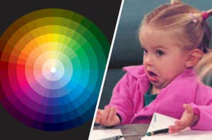 a color wheel and Charlie from Good Luck Charlie looking confused