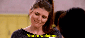 Sadie from the show awkward snarkily saying, &quot;You&#x27;re welcome&quot;