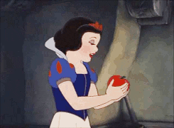 Snow White biting into apple from the witch