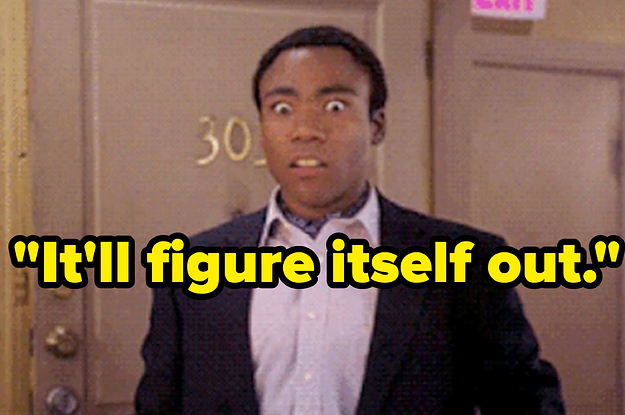 Troy from Community looking scared with It'll figure itself out written