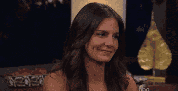 A woman shaking her head on Bachelor in Paradise