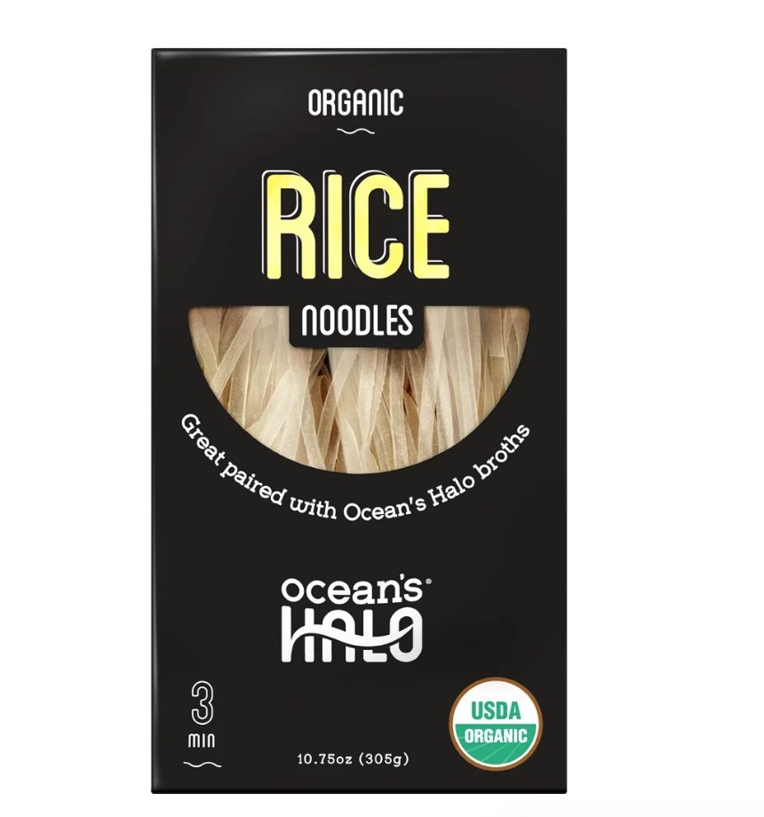 A box of Ocean&#x27;s Halo organic rice noodles