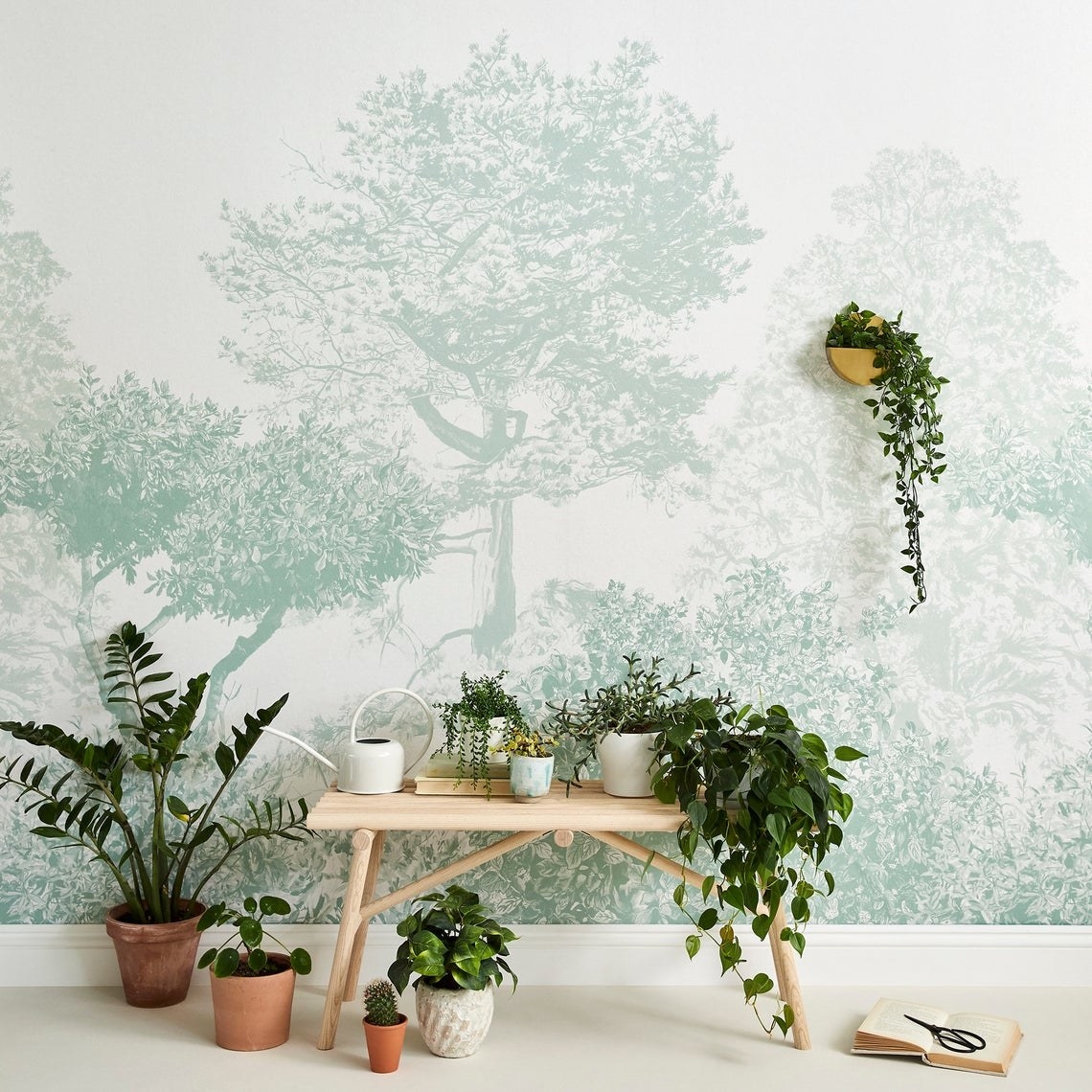 Green tree mural wallpaper 