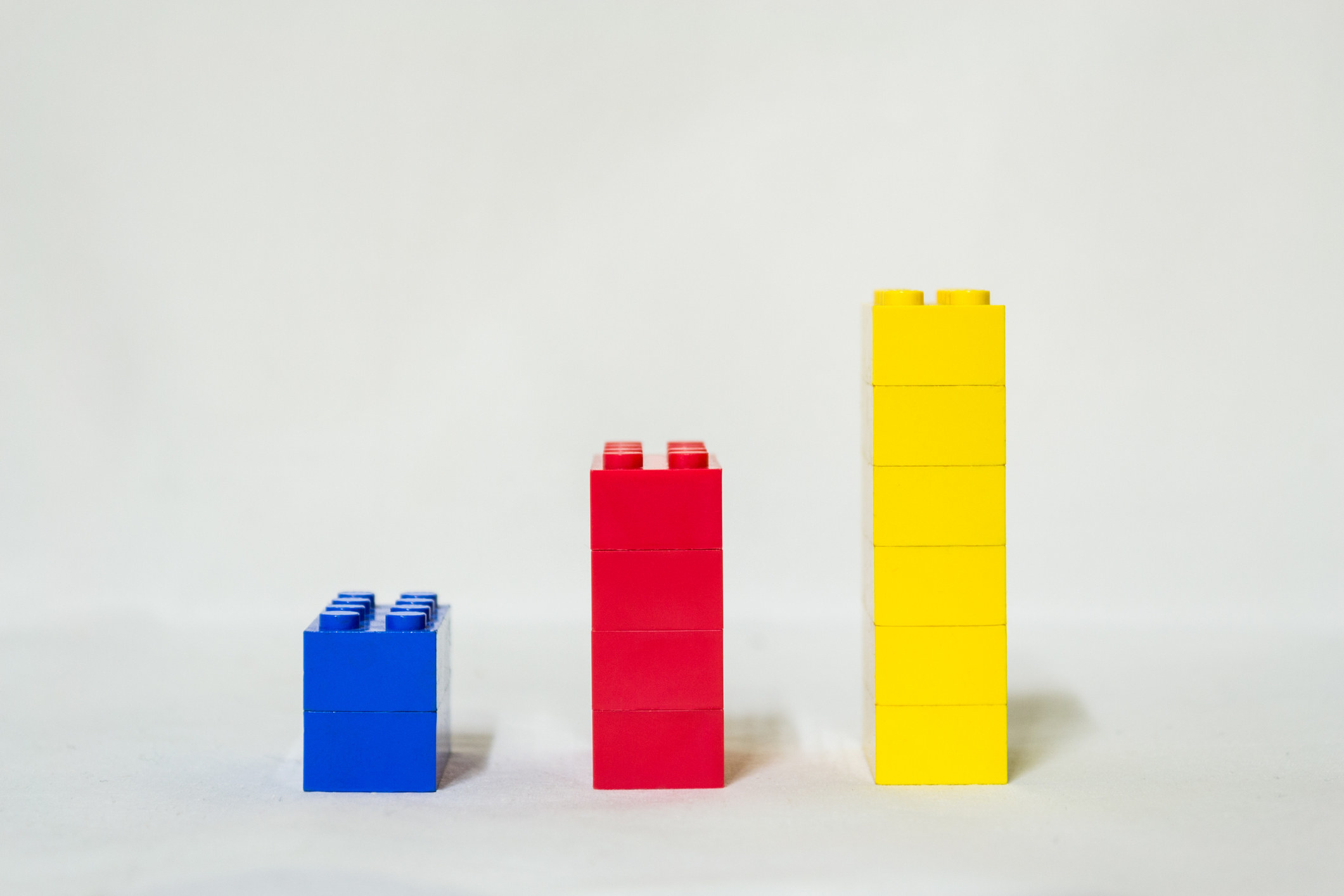 Three stacks of Lego blocks