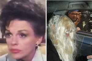 Judy Garland being interviewed by Barbara Walters in the late 1960s; Amanda Bynes in a car being swarmed by paparazzi