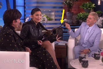 Kris and Kylie Jenner appearing on The Ellen Show