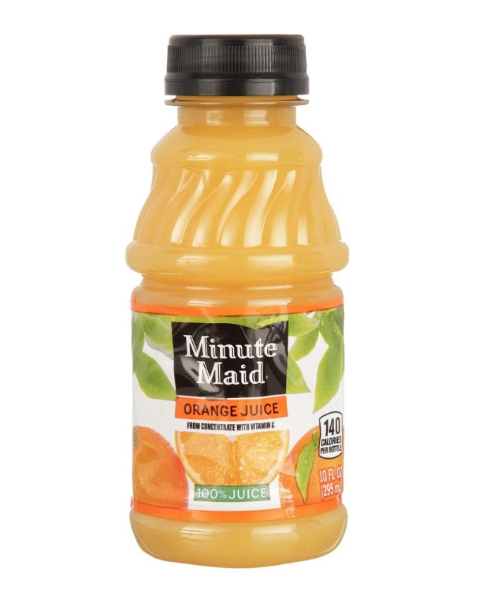 A 10oz bottle of Minute Maid orange juice