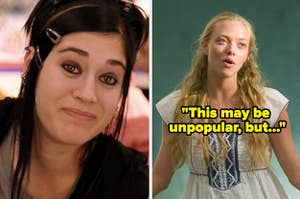 Janis from "Mean Girls" side by side with Sophie from "Mamma Mia" with text reading "This may be unpopular, but..."