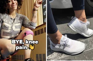 knee stabilizer and sneakers