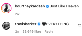 Kourntey commented &quot;Just like Heaven&quot; to which Travis responded &quot; EVERYTHING with a heart emoji&quot;