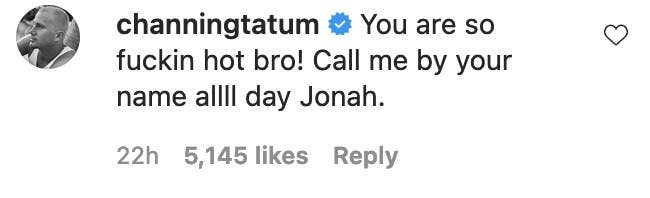 Channing Tatum commenting on Instagram