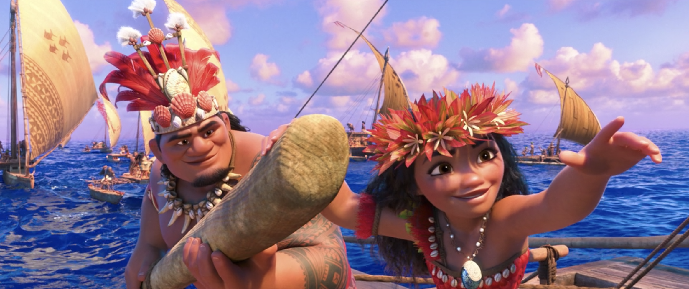 Moana teaching her father to sail