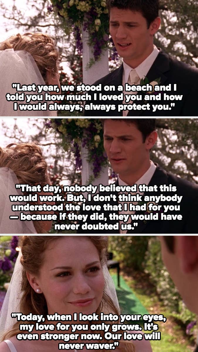 Nathan and Haley renew their wedding vows in Season 3, Nathan says their love will never waver