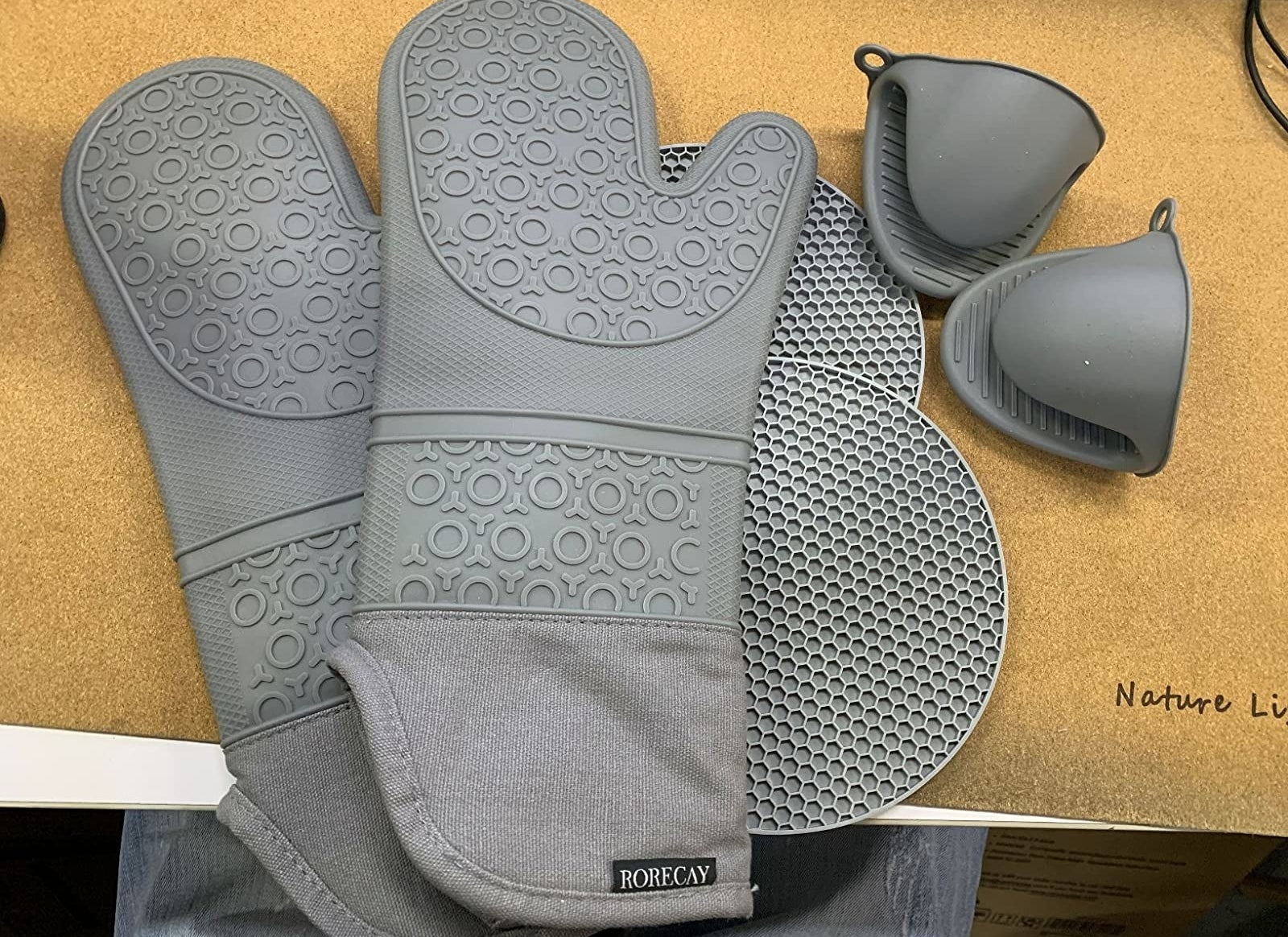 Rorecay Extra Long Oven Mitts and Pot Holders Sets: Heat Resistant