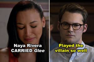 Side-by-side of Naya Rivera in "Glee" and Bryce in "13 Reasons Why"