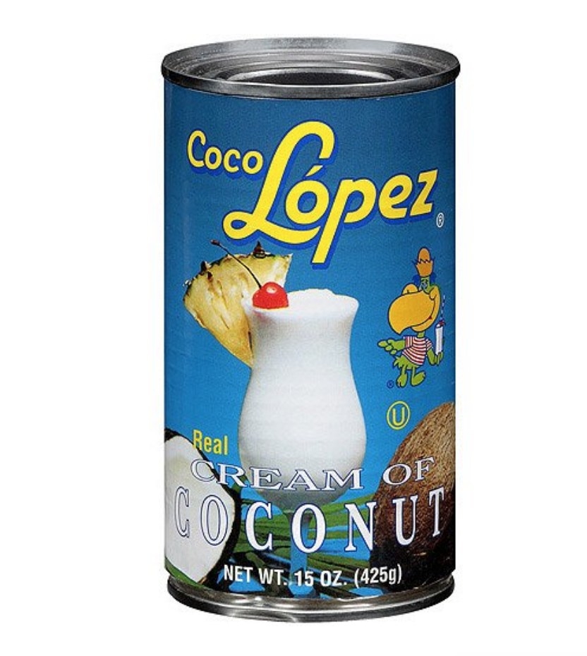 A can of Coco Lopez real cream of coconut