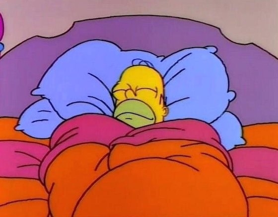 Homer Simpson sleeping in bed on &quot;The Simpsons&quot;