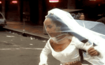 a bride running away