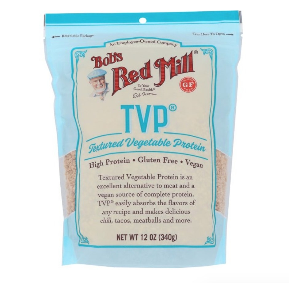 A 12oz bag of Bob&#x27;s Red Mill textured vegetable protein