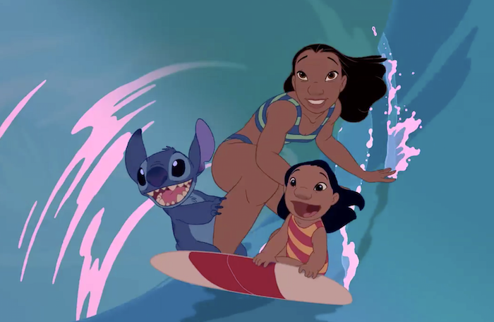 Lilo, Stitch, and Nani surfing in &quot;Lilo &amp;amp; Stitch&quot;