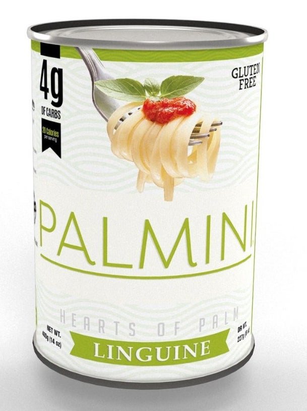 A can of Palmini hearts of palm linguine pasta