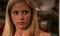 Buffy squinting her eyes