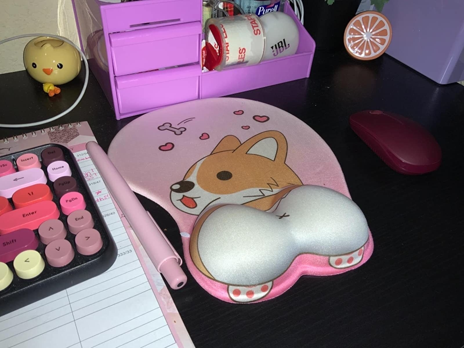 The mousepad on a desk