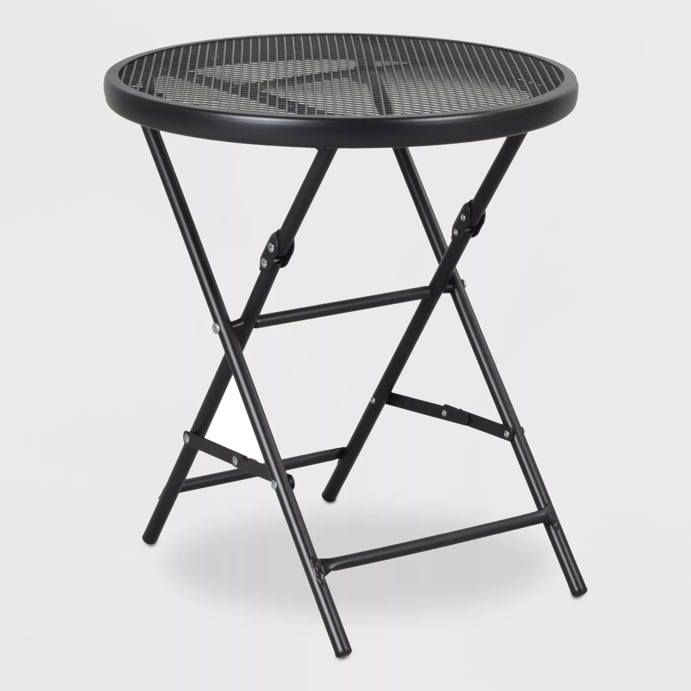 The black table with a mesh surface and four legs