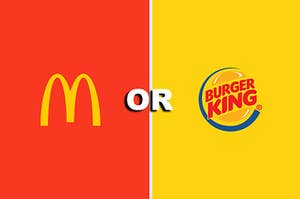 The mcdonald's logo facing off with the burger king logo