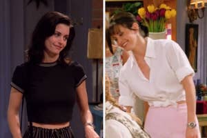 monica in two different outfits
