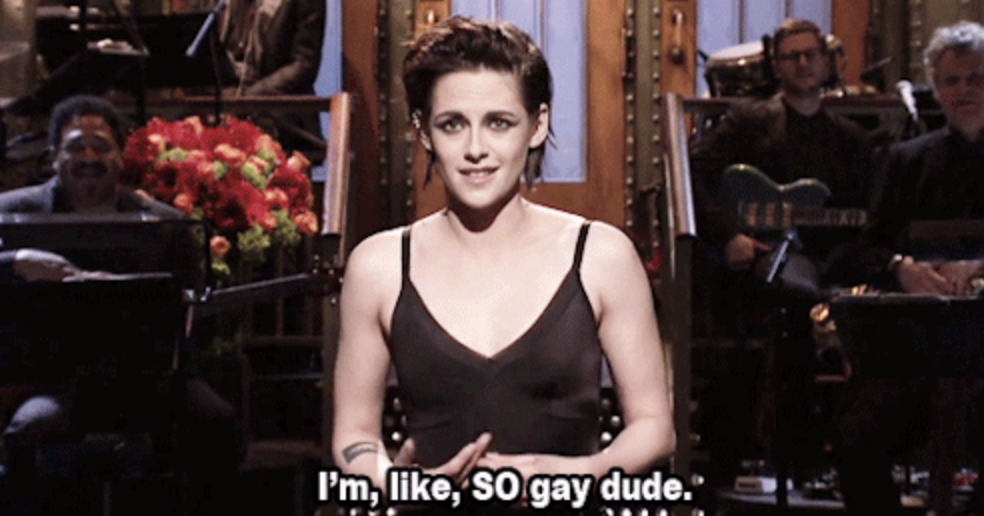 Kristen Stewart on &quot;SNL&quot; saying, &quot;I&#x27;m, like, SO gay, dude&quot;
