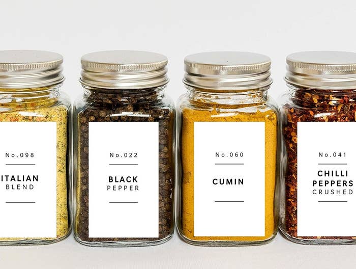the cute labels on spice jars 