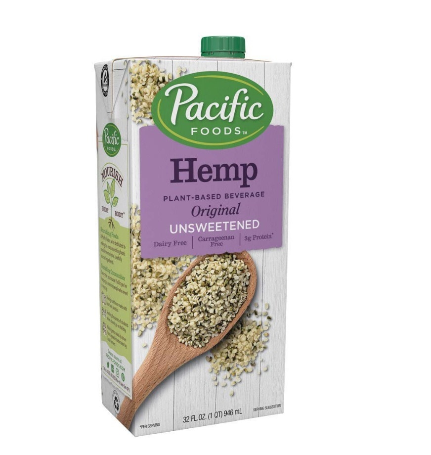 A 32oz bottle of Pacific Food&#x27;s Hemp plant-based beverage