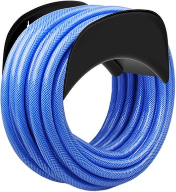 Hose holder with blue hose