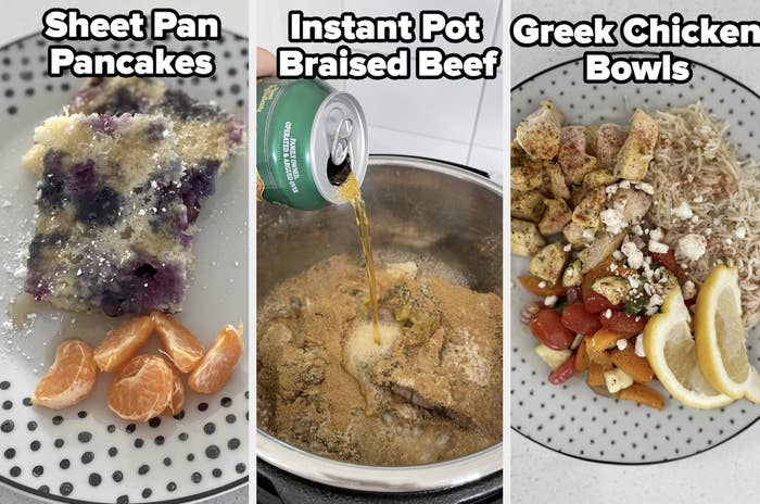 Various meals that the author cooked throughout the week