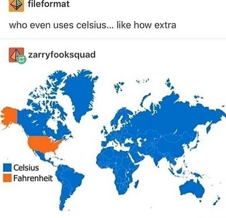 person who asks who even uses Celsius and someone responds with a huge map of everyone who does