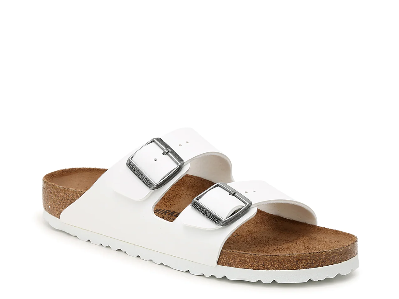 A Birkenstock sandal with clasps