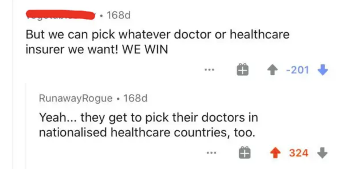 person who doesn&#x27;t think other countries can choose their doctors
