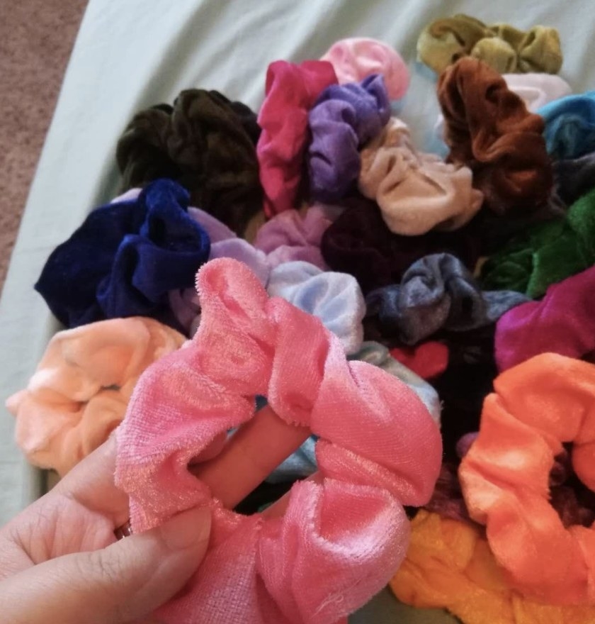 A bunch of colorful scrunchies
