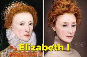 An old painting of Elizabeth 1 turned into her as a modern woman