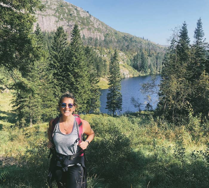 The author hiking in the mountains