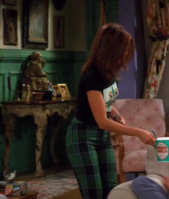 Rachel wearing pants and a T-shirt