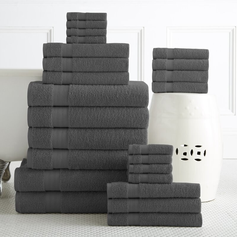 The towel set all stacked up 