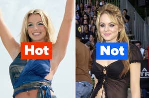 Brtiney Spear in blue eyeshadow labeled 