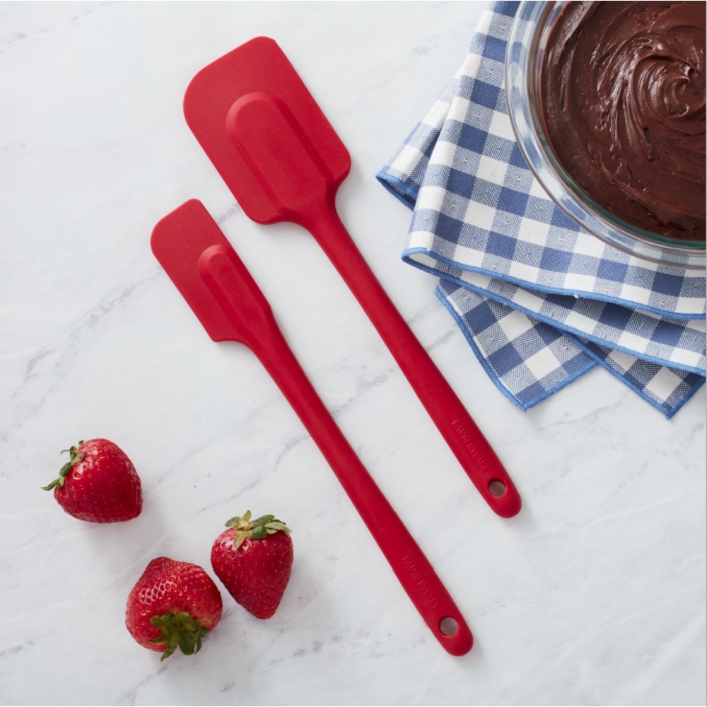 small and large red spatulas